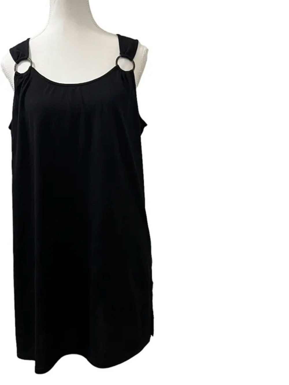 Croft & Barrow sleeveless black tunic beach cover-up, gold O-ring hardware small